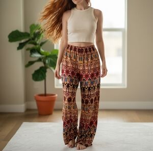 Wide Leg Bohemian Paisley Palazzo Pants M Harem Hippie Christian Siriano